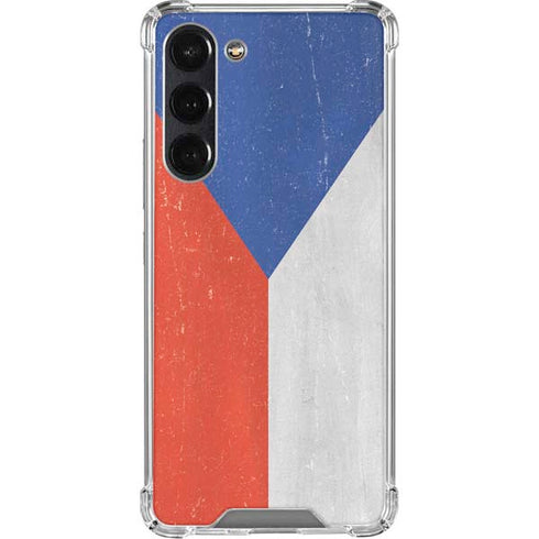 Czech Republic Flag Distressed Galaxy S24 FE Clear Case